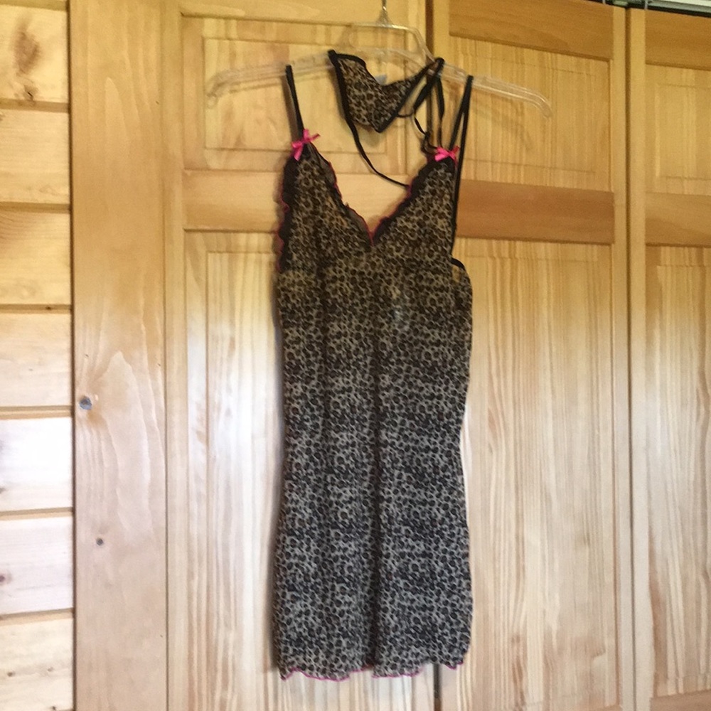 Leopard print babydoll lingerie